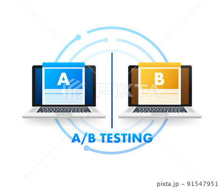 AB testing, split test. Bug Fixing, User Feedback. Homepage landing page template. Vector stock illustration. 91547951