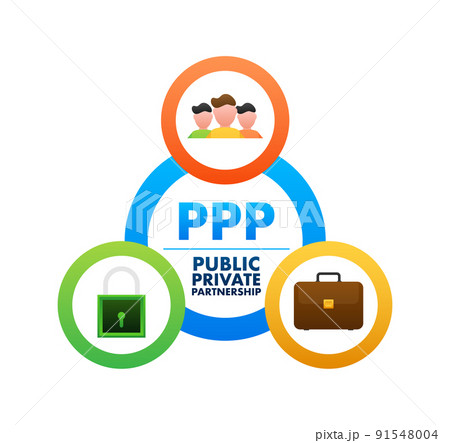PPP - Public private partnership. Online market. Safe finance investment. Vector stock illustration. PPP - Public private partnership. Online market. Safe finance investment. Vector stock illustration. 91548004
