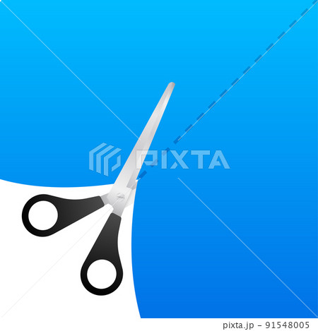 Paper cut cutting. Scissors with cut lines. Vector stock illustration Paper cut cutting. Scissors with cut lines. Vector stock illustration 91548005