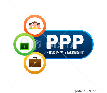 PPP - Public private partnership. Online market. Safe finance investment. Vector stock illustration. 91548009