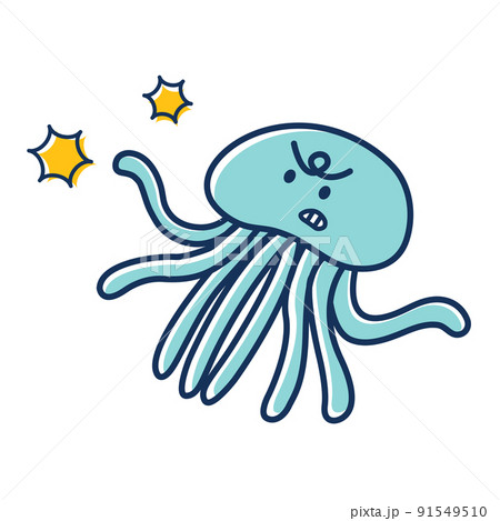 クラゲに刺されるイラスト 91549510