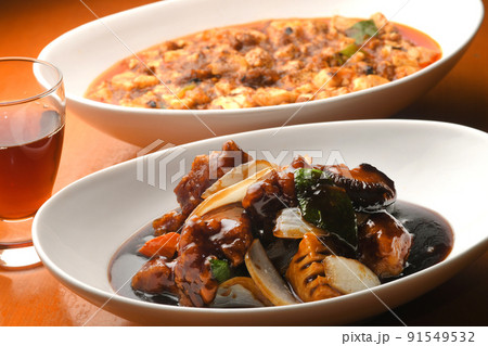 黒酢酢豚　麻婆豆腐　 91549532