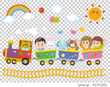 Kawaii train with children and animals 91551001