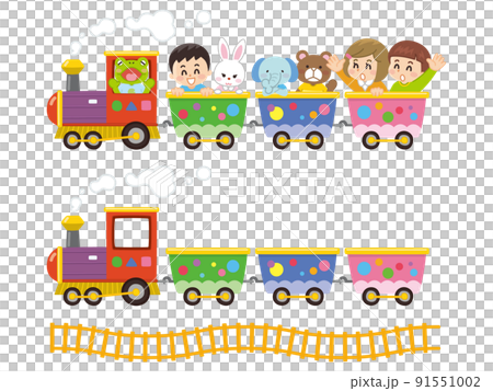 Kawaii train with children and animals 91551002