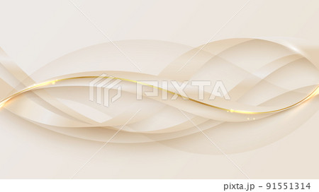Abstract luxury style golden wave lines on white background 91551314