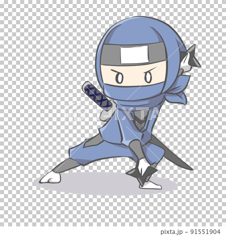 手裏剣を構える忍者のイラスト 91551904