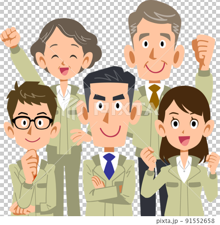 作業着を着た様々な年代のスタッフ 91552658