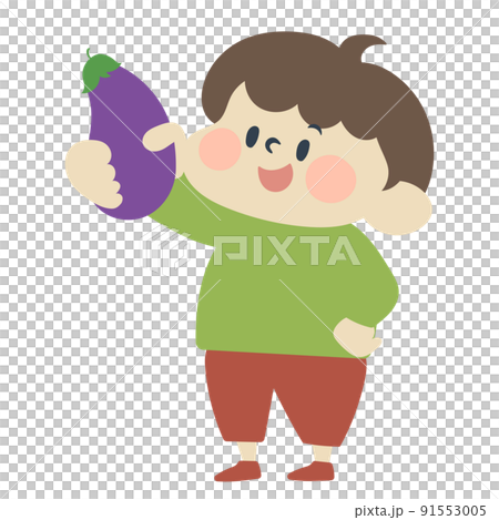 Illustration material of boy with eggplant 91553005