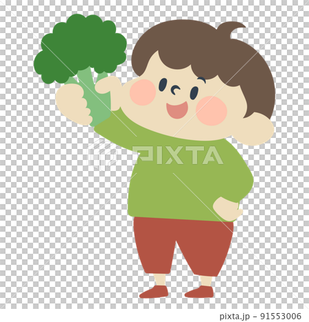 Illustration material of boy with broccoli 91553006