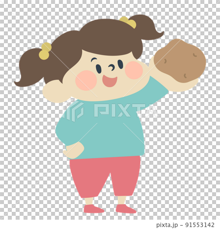 Illustration material of girl with potato 91553142