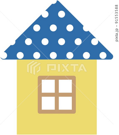 シンプルな三角屋根のかわいい家 青 シンプルな三角屋根のかわいい家 青 91553588