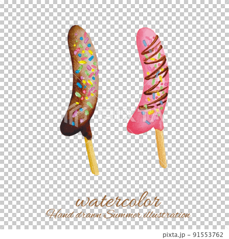 チョコバナナの水彩イラスト 91553762