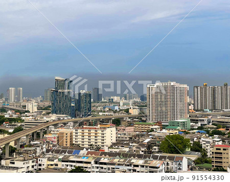 Aerial view of Sathorn, Bangkok Downtown. Financial district and business centers in smart urban city in Asia. Aerial view of Sathorn, Bangkok Downtown. Financial district and business centers in smart urban city in Asia. 91554330