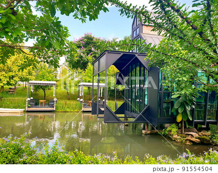 Cafe in nature - Natural area in the cafe, Concept and design of Coffee Shop Cafe in nature - Natural area in the cafe, Concept and design of Coffee Shop 91554504