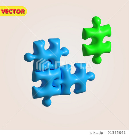 3d puzzle, jigsaw, incomplete data concept. Vector 91555041