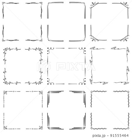 飾りフレーム 1色 黒 モノクロのイラスト素材