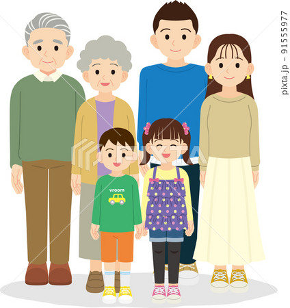 3世代家族 輪郭線なし 3世代家族 輪郭線なし 91555977