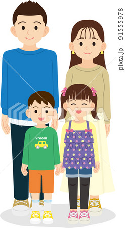 4人家族 輪郭線なし 4人家族 輪郭線なし 91555978