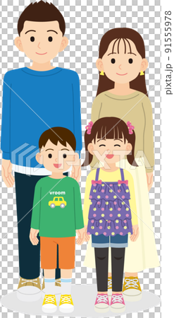 4人家族 輪郭線なし 4人家族 輪郭線なし 91555978