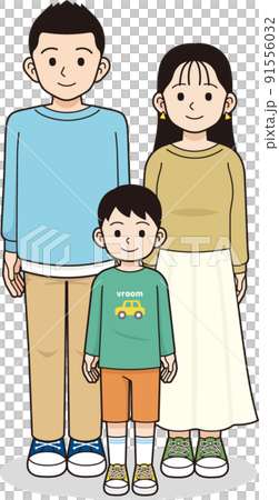 Couple and son with contour line 91556032