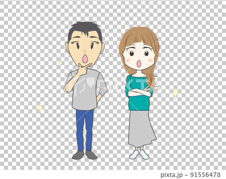一組張嘴欣賞的男女 一組張嘴欣賞的男女 91556478