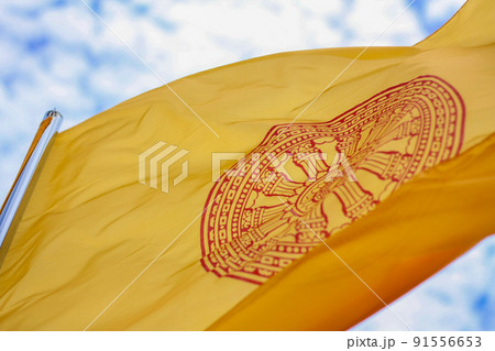 Buddism flag blow in the sky. Buddism flag blow in the sky. 91556653