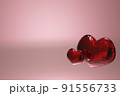 ハートの3dcg宝石風素材 91556733
