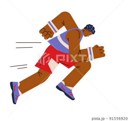 Muscular sportsman in sportswear running flat vector illustration isolated. 91556920