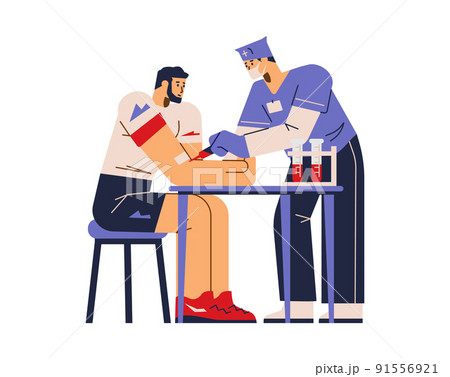 Doping control with sportsman taking blood test, vector illustration isolated. 91556921