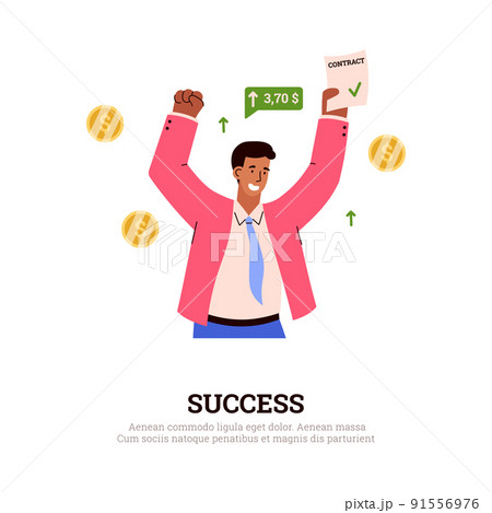 Banner about success trading flat style, vector illustration 91556976