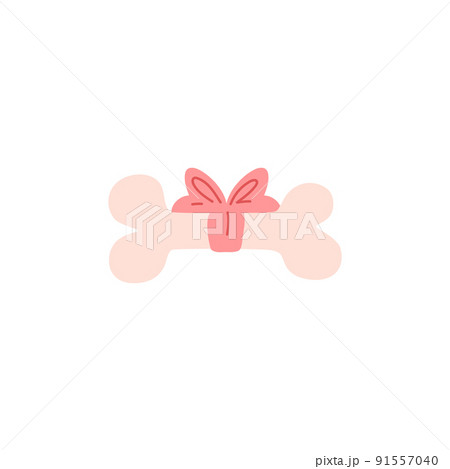 Animal bone tied with ribbon for gift to dog, flat vector illustration isolated. 91557040