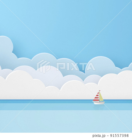 ペーパークラフト　夏の海　バカンスイメージ 91557398