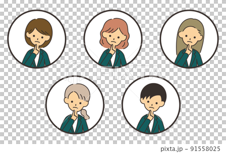 Female businessman icon set worries, thinks 91558025