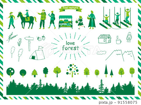 森のアクティビティ　素材集 91558075