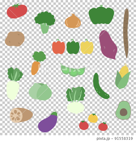Hand-painted vegetable illustration material set 91558319