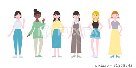 さまざまな国籍の女性のイラスト 91558542