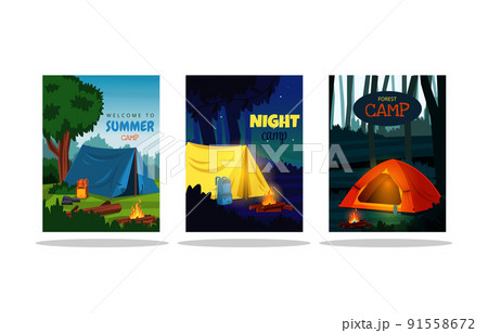 Summer Time Camping Tent Nature Landscape Card Template Summer Time Camping Tent Nature Landscape Card Template 91558672