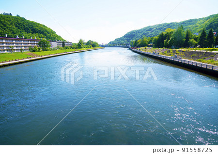 網走川の風景　北海道 91558725