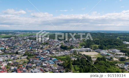 《宮城県》富谷市の街並みの空撮 91559334