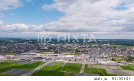 宮城県》大和町の街並みの空撮の写真素材 [91559337] - PIXTA