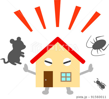害虫や害獣の侵入を阻止する家のキャラクター 91560011