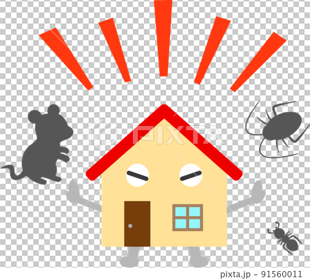 害虫や害獣の侵入を阻止する家のキャラクター 91560011