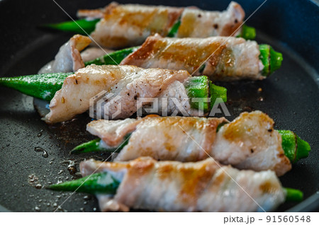 オクラの豚肉巻き オクラの豚肉巻き 91560548