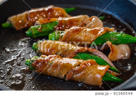 オクラの豚肉巻き 照り焼き オクラの豚肉巻き 照り焼き 91560549