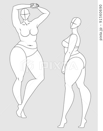 Plus Size 10 Heads Fashion Figure Templates. Exaggerated Croquis for Fashion Design and Illustration Plus Size 10 Heads Fashion Figure Templates. Exaggerated Croquis for Fashion Design and Illustration 91560690