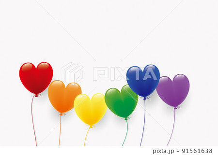 LGBT 6色レインボーカラーのハート形風船背景 LGBT 6色レインボーカラーのハート形風船背景 91561638