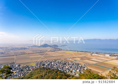 滋賀県近江八幡市 八幡山城の西の丸から琵琶湖方向の眺望 滋賀県近江八幡市 八幡山城の西の丸から琵琶湖方向の眺望 91562884