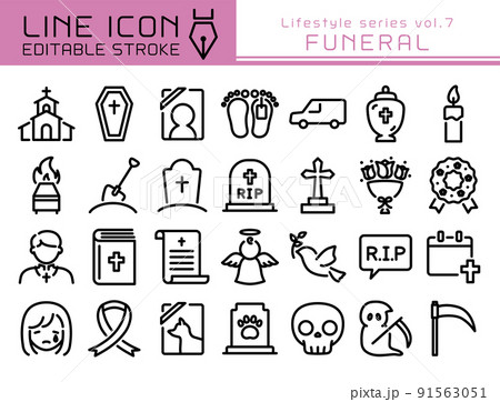 ラインアイコン　ライフスタイルシリーズvol.7　洋式のお葬式 91563051