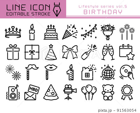 ラインアイコン　ライフスタイルシリーズvol.5　誕生日 91563054