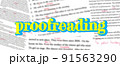 colorful proofreading single word over blurred edited text 91563290
